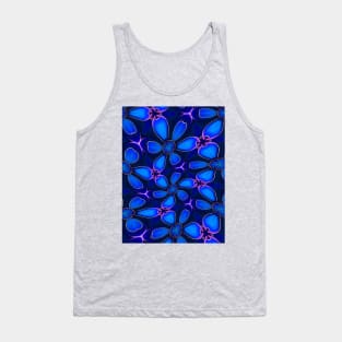 Deep Blue Flower Pattern Tank Top